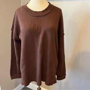 Mystree Brown Long Sleeve 100% Cotton Pullover Knit Sweater Women’s Size Large